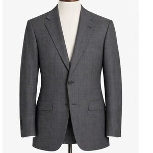 Hickey Freeman Nordstrom Blazer 44L Wool Gray Plaid Sport Coat Union Made USA